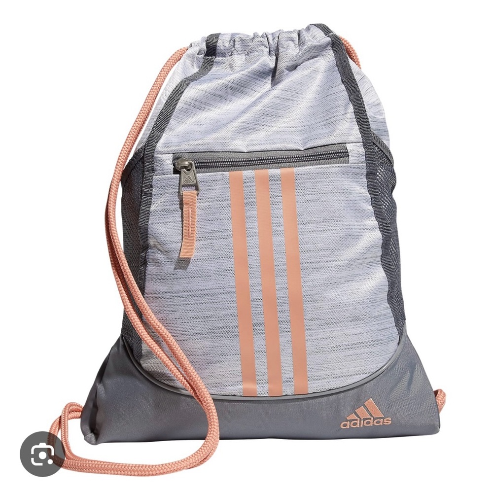 Adidas Gray and Pink Drawstring Bag